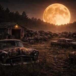 Rustic Moonlit Landscape Art Print 8x10 Glossy